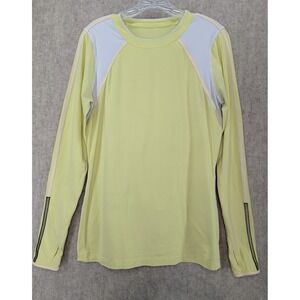 LULULEMON Yellow White RUN LAYER ME Top Reflective Long Sleeve Shirt Size 10